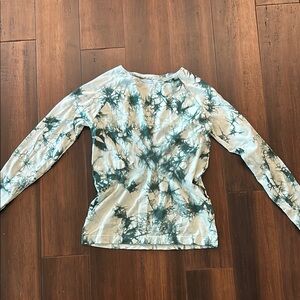 Zella girls Blue and White Fitted Long Sleeve Tee